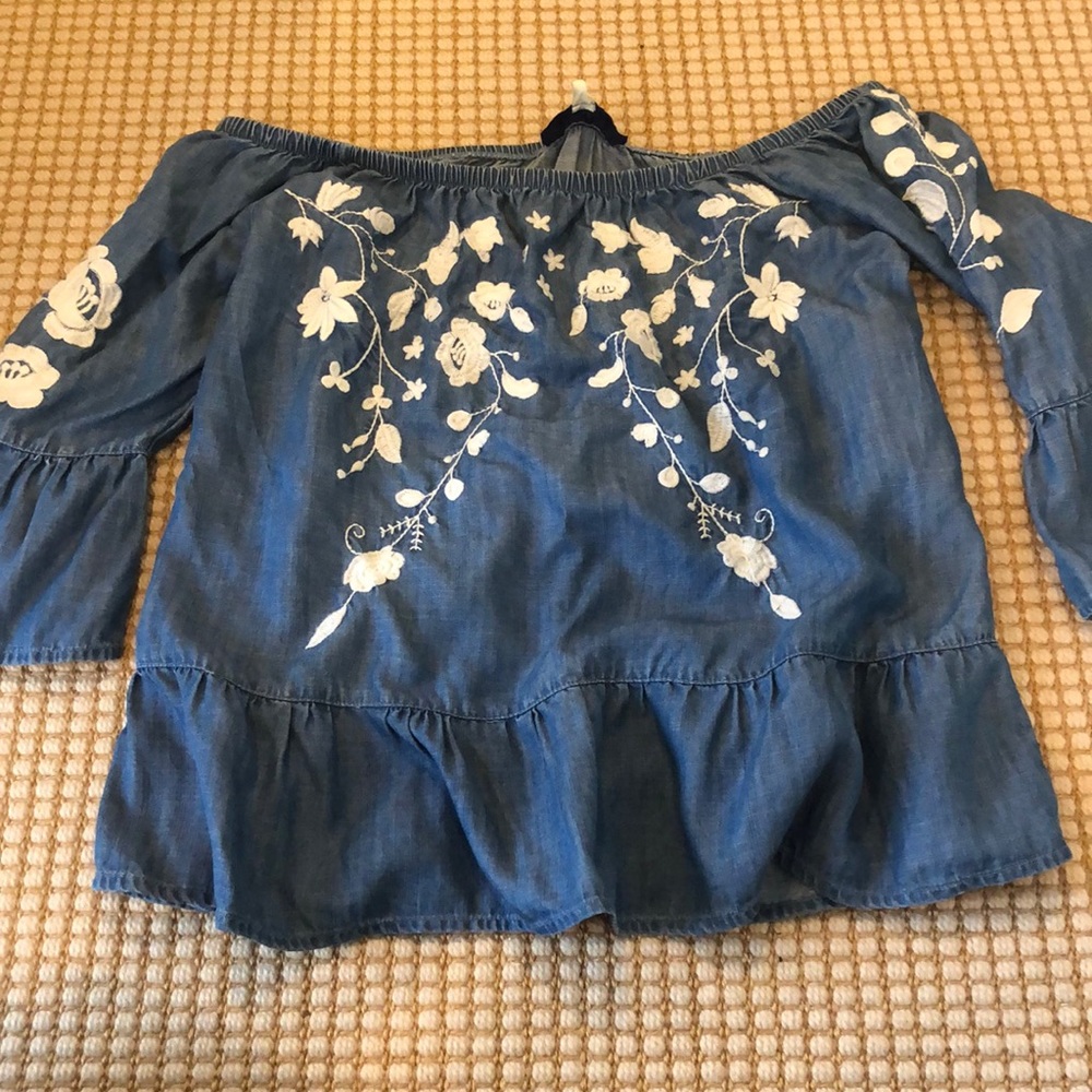 Blue off the shoulder top